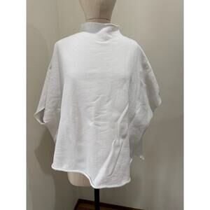Frank Eileen Capelet Sweatfleece Audrey Popover OS Shirt White Funnel neck